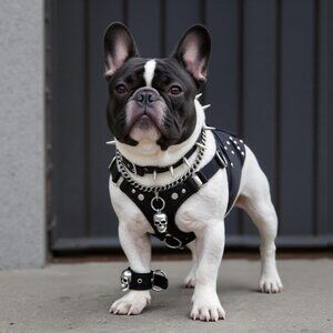 French Bulldog Leather Goth costume
